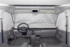 ISOLITE Extreme für Kabinenfenster, 3-teilig, VW T6.1 mit Trapez-Rückspiegel und Navigationssystem mit Verkehrszeichenerkennung
